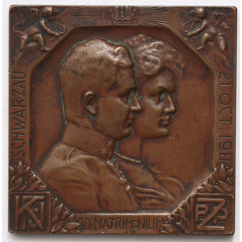 IV. Károly és Zita házassági érem /plakett/ 1911, Weinberger