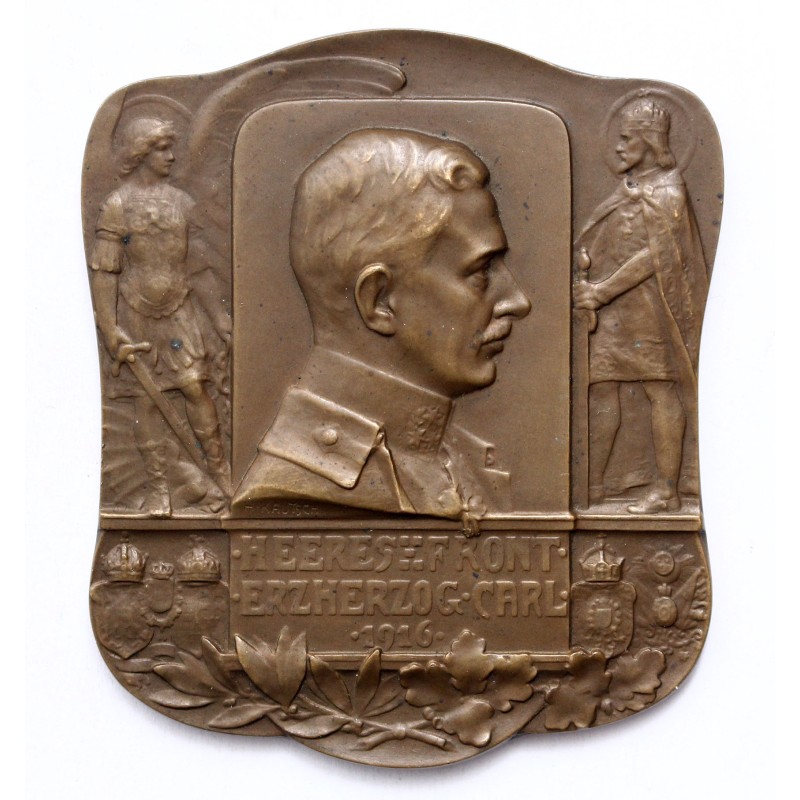 Károly főherceg hadseregcsoport 1916 bronz plakett, H.Kautsch