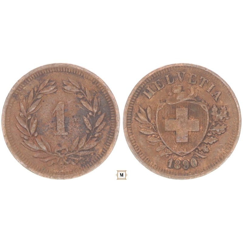 Svájc 1 rappen 1890 B