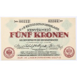 Hadifogolytábor Kenyérmező 5 korona 1916