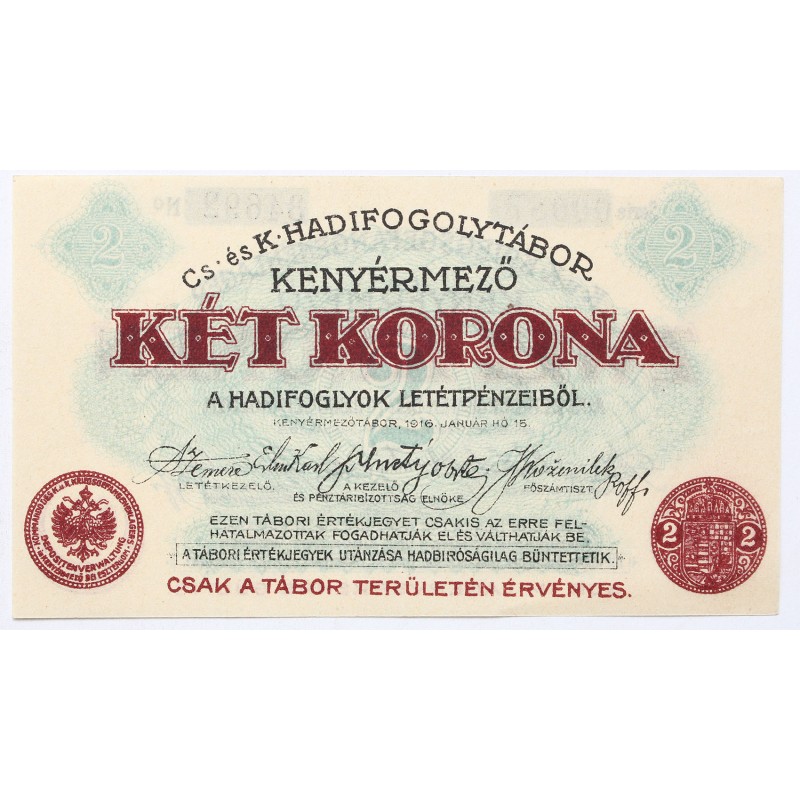 Hadifogolytábor Kenyérmező 2 korona 1916