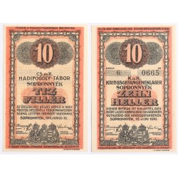 Hadifogolytábor Sopronnyék 10 fillér 1916 arab sorozatszám