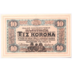Hadifogolytábor Hajmáskér 10 korona 1916