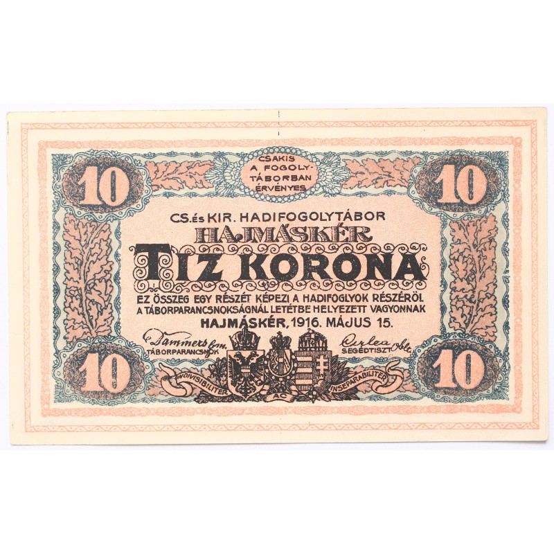 Hadifogolytábor Hajmáskér 10 korona 1916