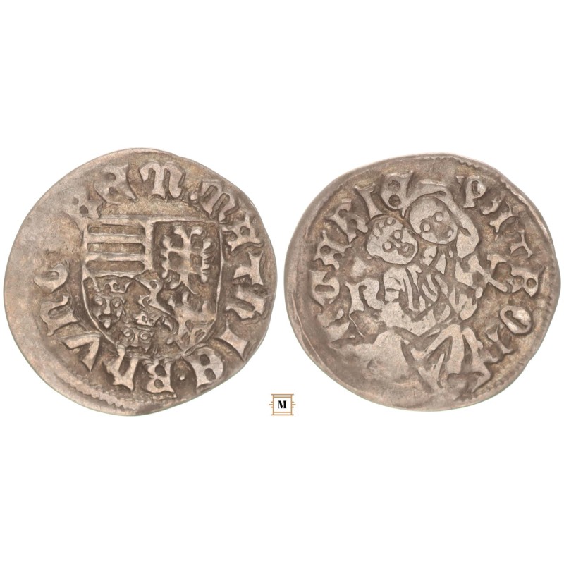 I. Mátyás 1458-90 denár n - kalapács ÉH 562
