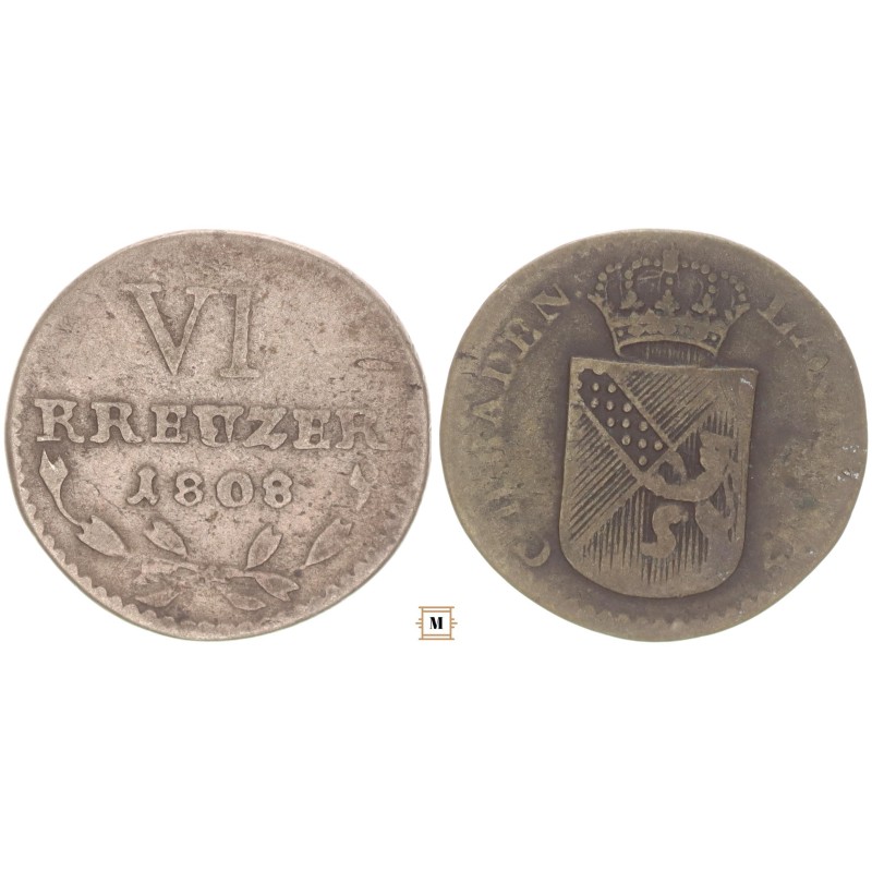Németország, Baden - Durlach VI krajcár 1808