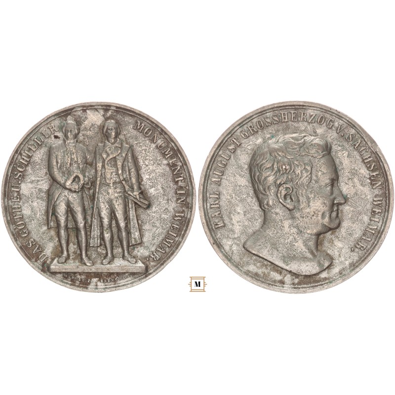 Sachsen-Weimar, Goethe-Schiller emlékmű ón emlékérem 1857