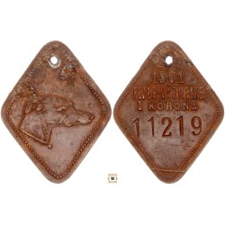 Kutyabárca ebvédjegy 1901 Fejér vármegye 1 korona