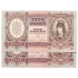 1000 pengő 1943 2db sorszámkövető