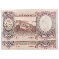 1000 pengő 1943 2db sorszámkövető