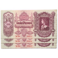 100 pengő 1930 csillagos 3db sorszámkövető
