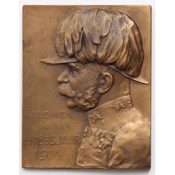 Ferenc József - Andenkes an das Kriegsjahr 1914 bronz plakett, Stiasny