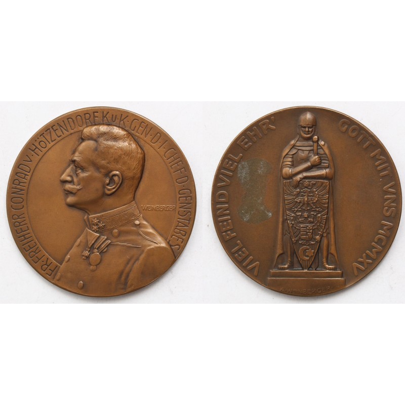 Conrad von Hötzendorf - Viel Feild Viel Ehr/Gott mit uns bronz érem 1915