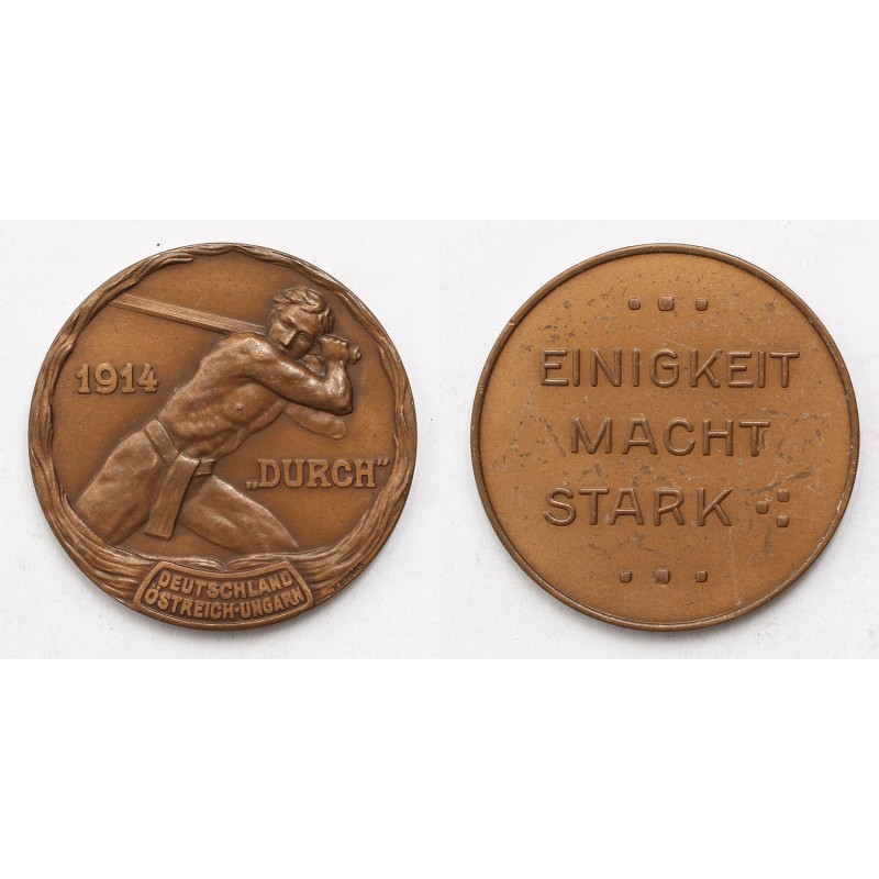 Németország, Ausztria-Magyarország patrióta bronz érem 1914