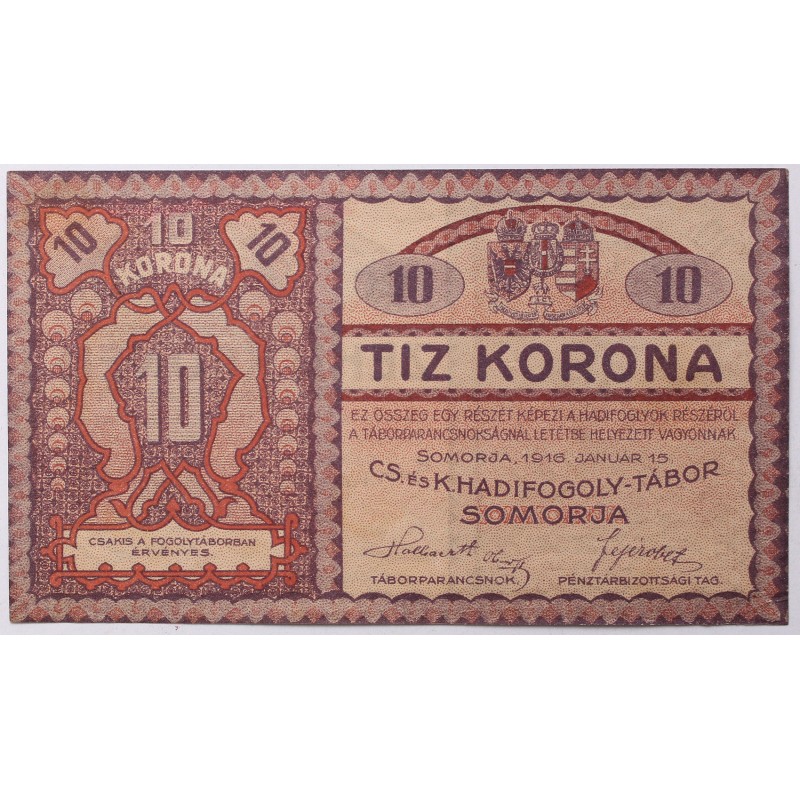 Hadifogolytábor Somorja 10 korona 1916
