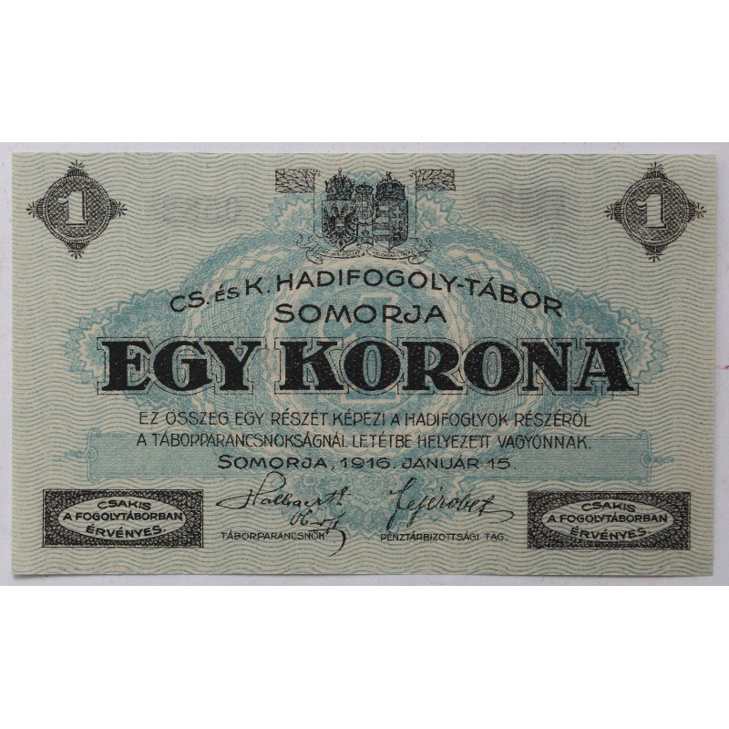 Hadifogolytábor Somorja 1 korona 1916