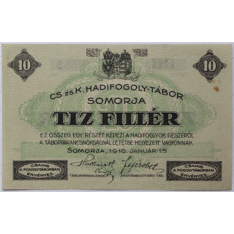 Hadifogolytábor Somorja 10 fillér 1916