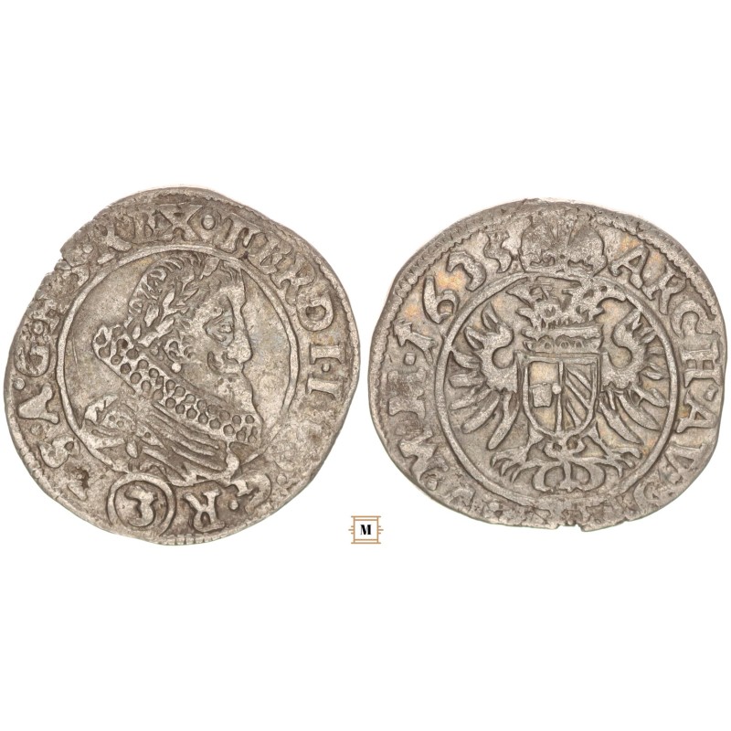 II. Ferdinánd 3 krajcár 1635 Prága