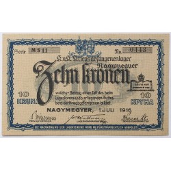 Hadifogolytábor Nagymegyer 10 korona 1916 MS változat