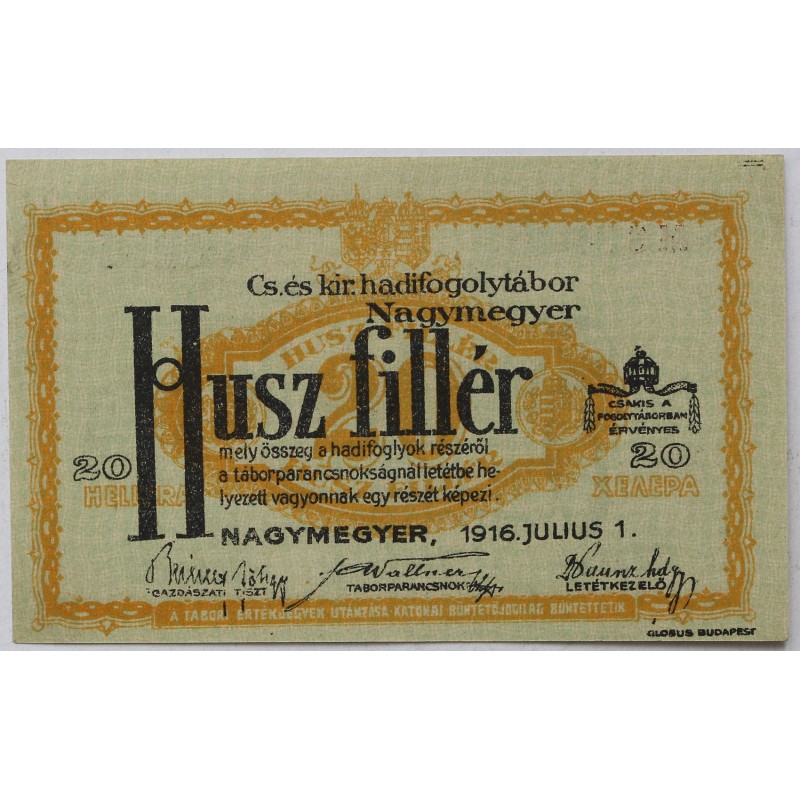 Hadifogolytábor, Nagymegyer 20 fillér 1916 MS változat