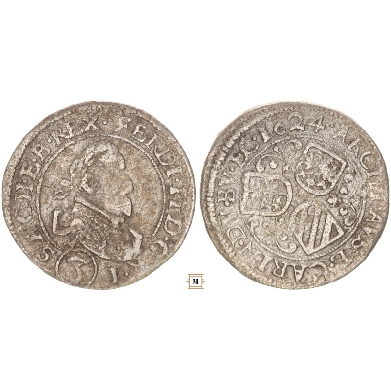 II. Ferdinánd 3 krajcár 1624 St. Veit