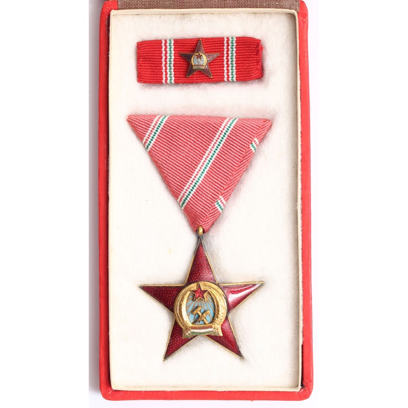 MNK érdemérem arany fokozata miniatűrrel dobozában