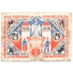 Németország Bielefeld 25 márka 1922 selyem szükségpénz