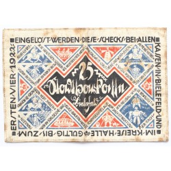 Németország Bielefeld 25 márka 1922 selyem szükségpénz