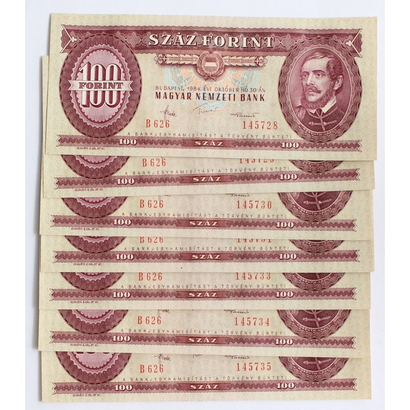 100 Forint 1984  8 db sorszámkövető