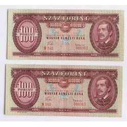100 Forint 1960  2 db sorszámkövető
