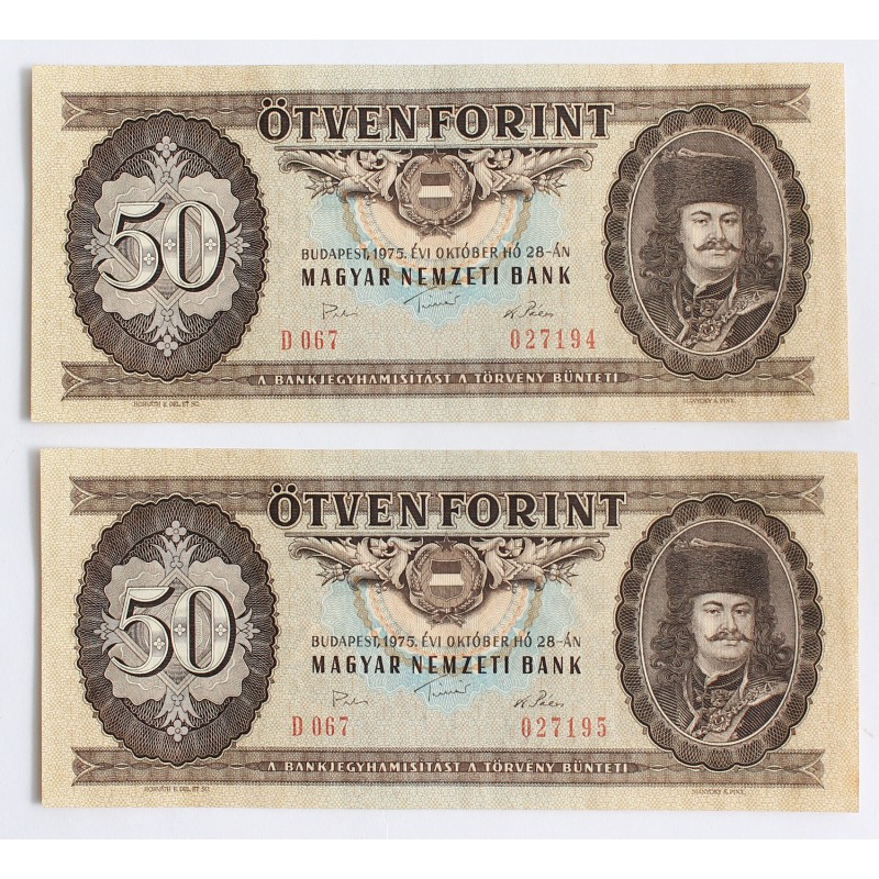 50 Forint 1975  2 db sorszámkövető