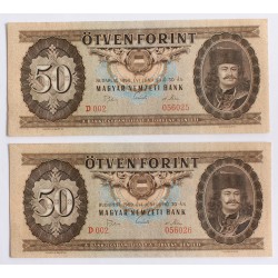 50 Forint 1969 2 db sorszámkövető