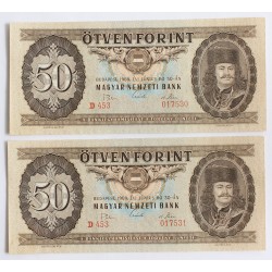 50 Forint 1969 2 db sorszámkövető