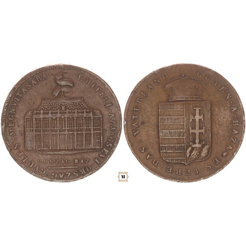 Éljen a Haza - Emlékül az Országgyűlés megnyitására 1865 bronz érem