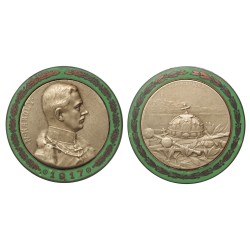 IV. Károly koronázási érem 1917 zöld zománcozott