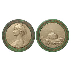 Zita királyné koronázási érem 1917 zöld zománcozott