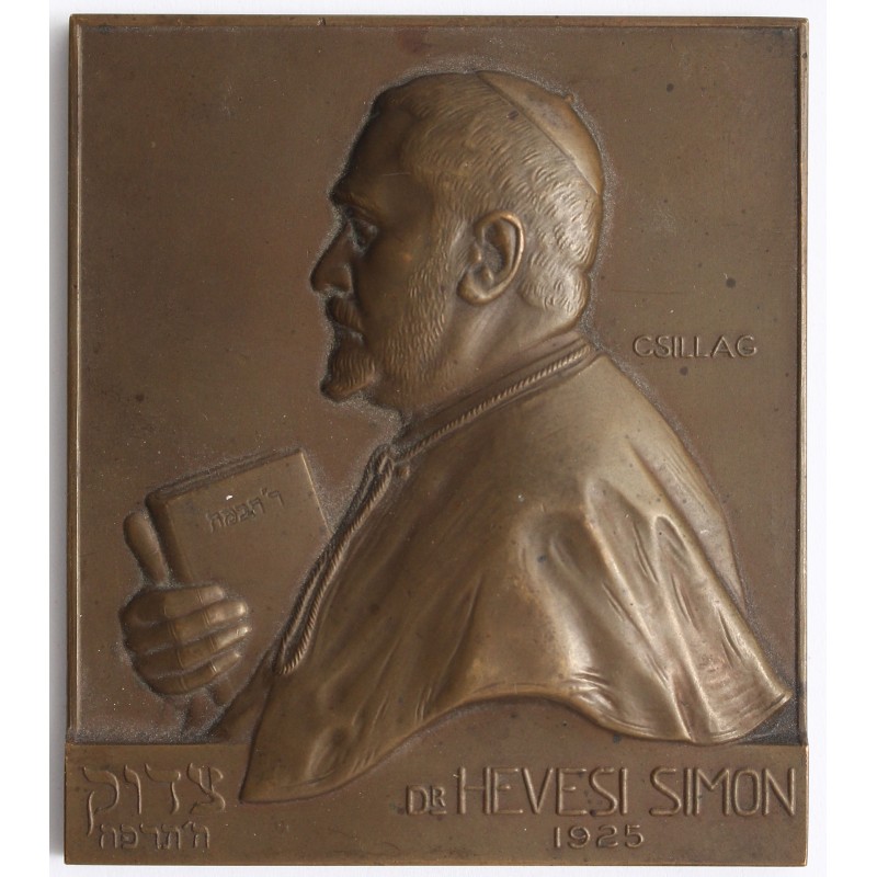 Judaika - Dr. Hevesi Simon Rabbi 1925 emlékplakett, Csillag