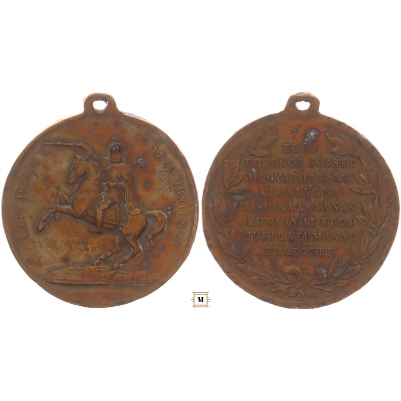 Ferenc József Magyarország királlyá koronázásának 25 éves jubileumára 1892 érem