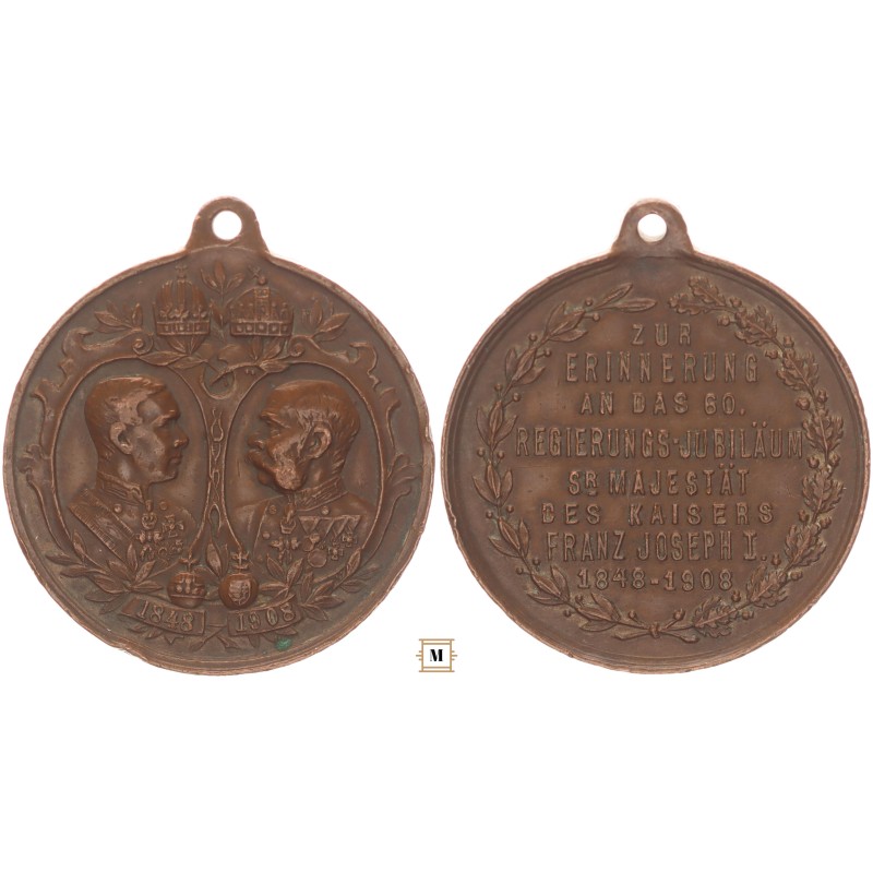 Ferenc József jubileumi 60 éves uralkodás 1848-1908 érem