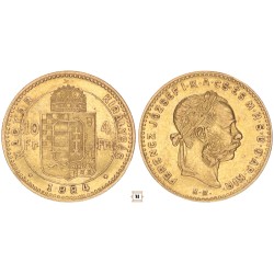 Ferenc József 10 frank 4 forint 1884 KB