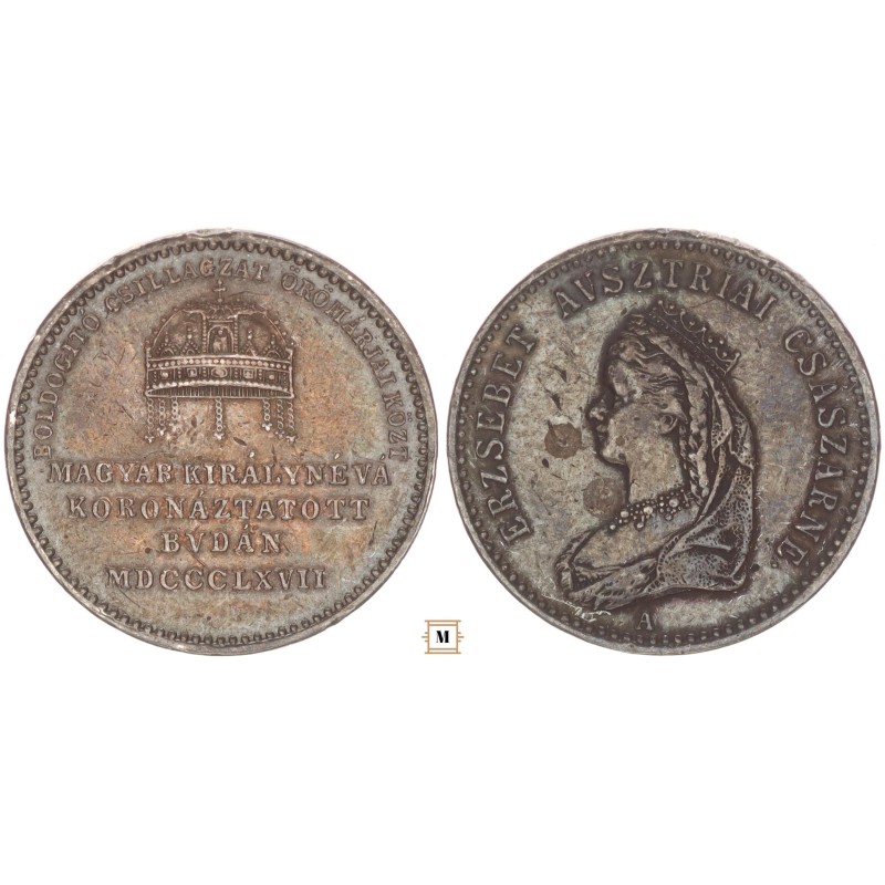 Erzsébet királyné budai koronázási zseton 1867 kicsi