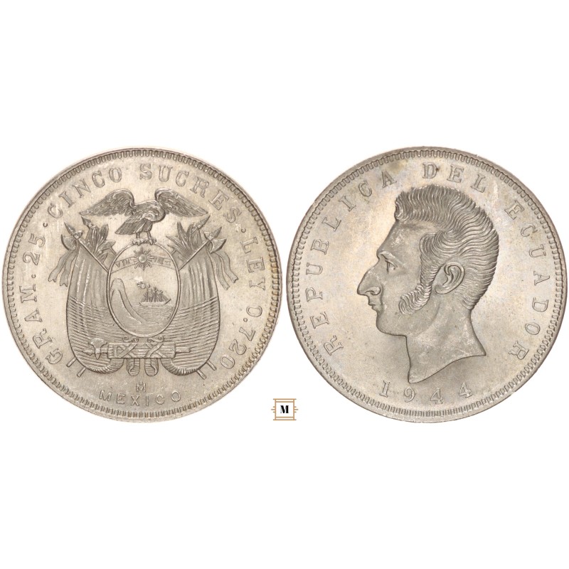 Ecuador 5 sucres 1944 Mexico