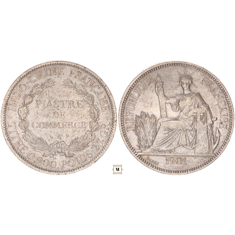 Francia Indokína 1 piastre 1901