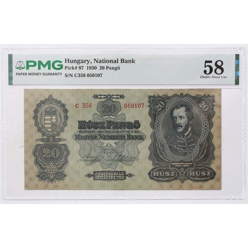 20 pengő 1930 PMG Choice About Unc