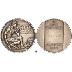 XI. hadsereg vívótornája Budapest 1914 ezüst emlékérem