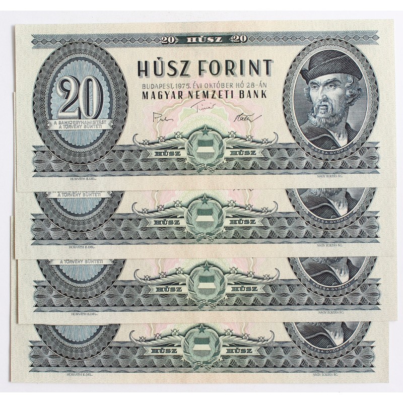 20 forint 1975 4db sorszámkövető