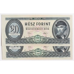 20 forint 1975 2db sorszámkövető