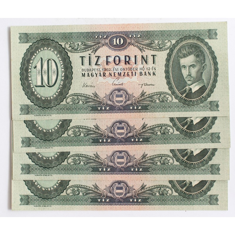 10 forint 1962 4db sorszámkövető