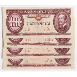 100 forint 1975 4db sorszámkövető