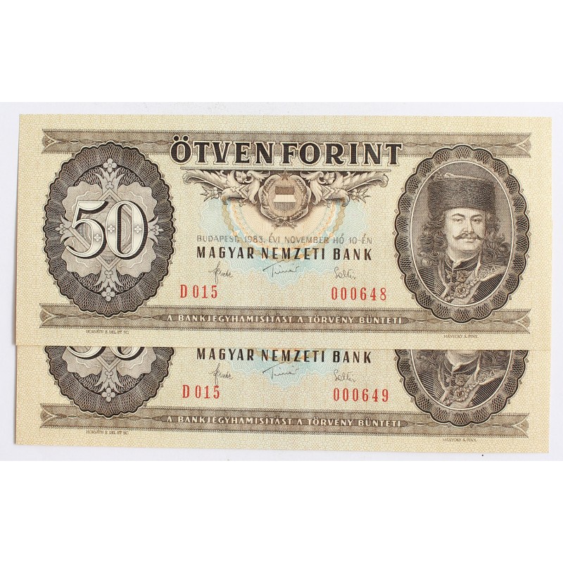 50 forint 1983 2db sorszámkövető